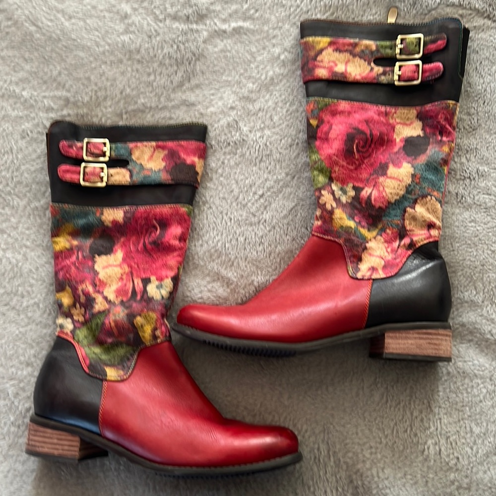 Springstep L’ARTISTE tall rose floral boots